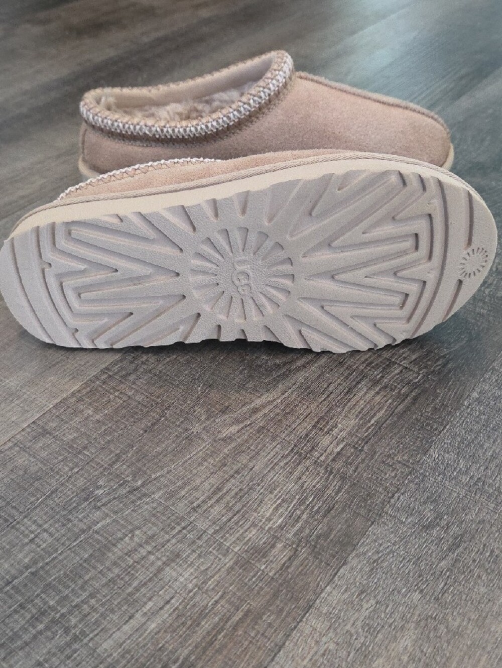 UGG 8 Women's Light Tan Tasman Suede Shearling Slip-On Mules - Picture 2 of 5